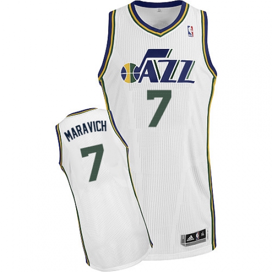 Men's Adidas Utah Jazz #7 Pete Maravich Authentic White Home NBA Jersey