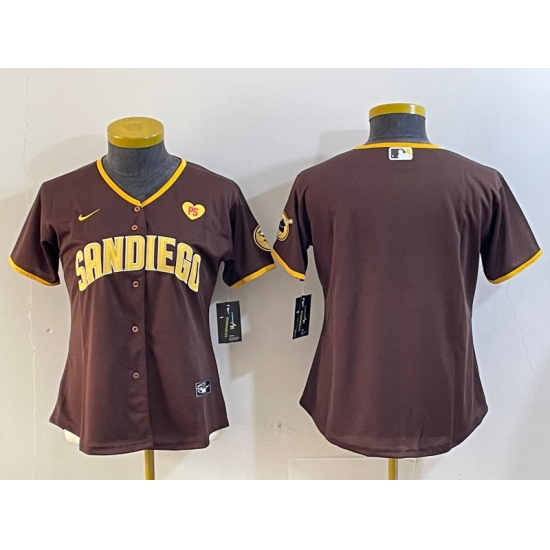 Women's San Diego Padres Blank Brown With PS Cool Base Stitched Jersey - Ujersey