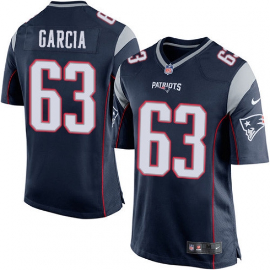 Men's Nike New England Patriots #63 Antonio Garcia Game Navy Blue Team Color NFL Jersey - Ujersey