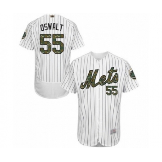 Men's New York Mets #55 Corey Oswalt Authentic White 2016 Memorial Day Fashion Flex Base Baseball Player Jersey