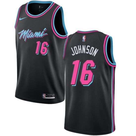 Men's Nike Miami Heat #16 James Johnson Swingman Black NBA Jersey - City Edition - Ujersey