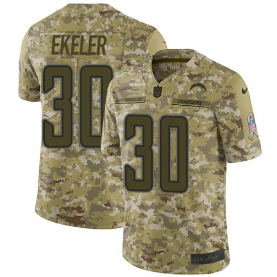 Youth Nike Los Angeles Chargers #30 Austin Ekeler Limited Camo 2018 Salute to Service NFL Jersey - Ujersey