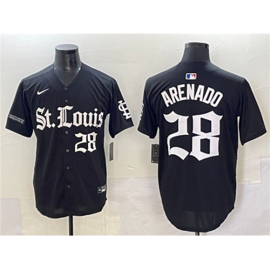 Men's St. Louis Cardinals #28 Nolan Arenado Black 'Gothic Legacy Edition' Vapor Premier Limited Stitched Baseball Jersey - Ujersey