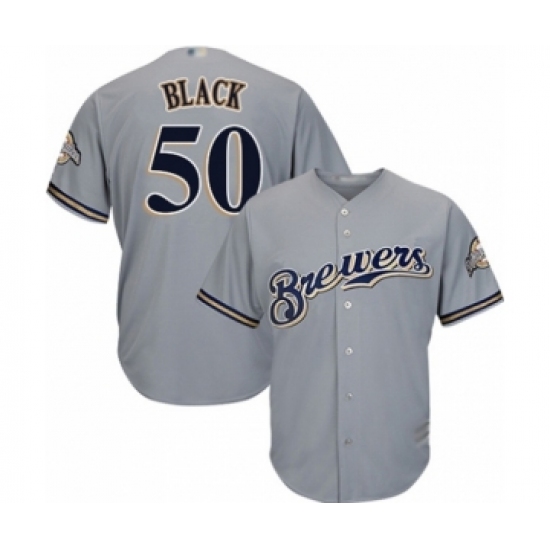 Youth Milwaukee Brewers #50 Ray Black Authentic Grey Road Cool Base Baseball Player Jersey - Ujersey