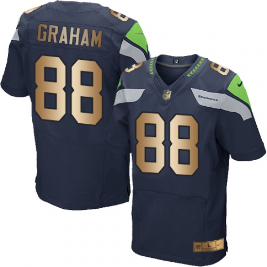 Men's Nike Seattle Seahawks #88 Jimmy Graham Elite Navy/Gold Team Color NFL Jersey - Ujersey