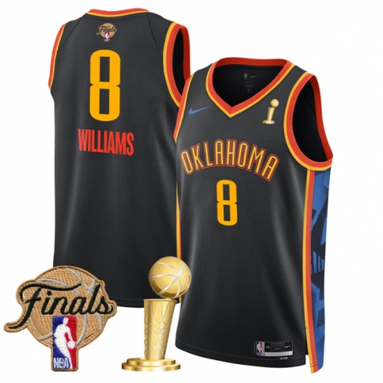 Men's Oklahoma City Thunder #8 Jalen Williams Black 2025 Finals And Finals Champions City Edition Stitched Basketball Jersey - Ujersey