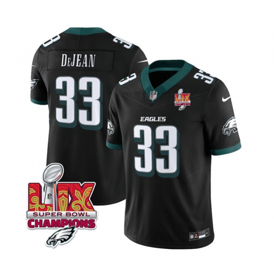Men's Philadelphia Eagles #33 Cooper DeJean Black 2025 Eagles Logo Super Bowl LIX New F.U.S.E. Vapor Untouchable Limited Football Stitched Jersey - Ujersey