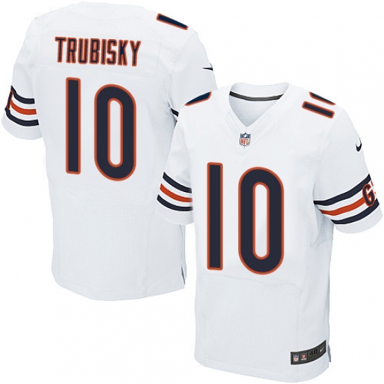 Men's Nike Chicago Bears #10 Mitchell Trubisky Elite White NFL Jersey - Ujersey