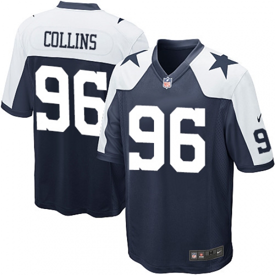 Men's Nike Dallas Cowboys #96 Maliek Collins Game Navy Blue Throwback Alternate NFL Jersey - Ujersey