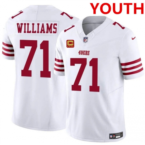 Youth san francisco 49ers #71 trent williams white 2025 f.u.s.e. with 4-star c vapor untouchable limited stitched football jersey - Ujersey