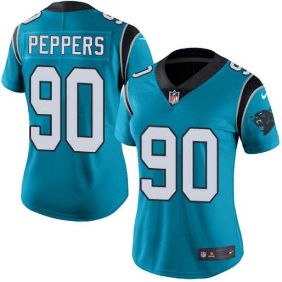 Women's Nike Carolina Panthers #90 Julius Peppers Blue Alternate Vapor Untouchable Limited Player NFL Jersey - Ujersey