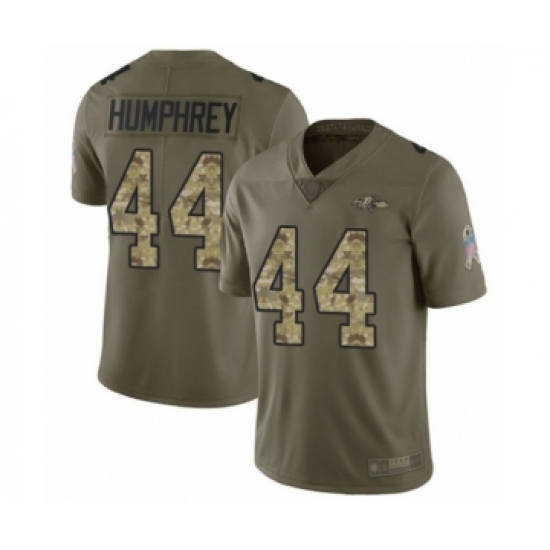 Men's Baltimore Ravens #44 Marlon Humphrey Limited Olive Camo Salute to Service Football Jersey - Ujersey