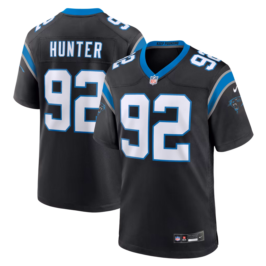 Men's Carolina Panthers Lee Hunter Nike Black Team Game Jersey - SUjersey01