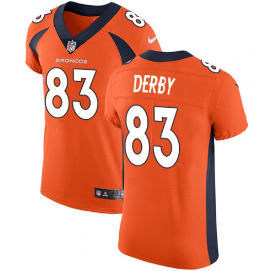 Men's Nike Denver Broncos #83 A.J. Derby Orange Team Color Vapor Untouchable Elite Player NFL Jersey - Ujersey