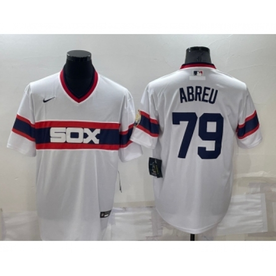 Men's Chicago White Sox #79 Jose Abreu White Pullover Stitched Throwback Cool Base Nike Jersey - Ujersey