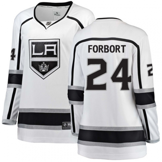 Women's Los Angeles Kings #24 Derek Forbort Authentic White Away Fanatics Branded Breakaway NHL Jersey
