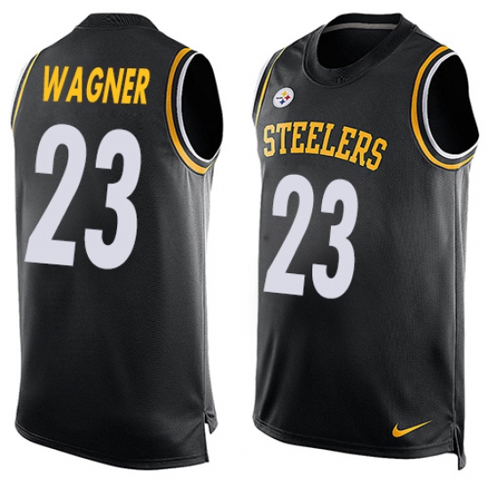 Men's Nike Pittsburgh Steelers #23 Mike Wagner Limited Black Player Name & Number Tank Top NFL Jersey - Ujersey