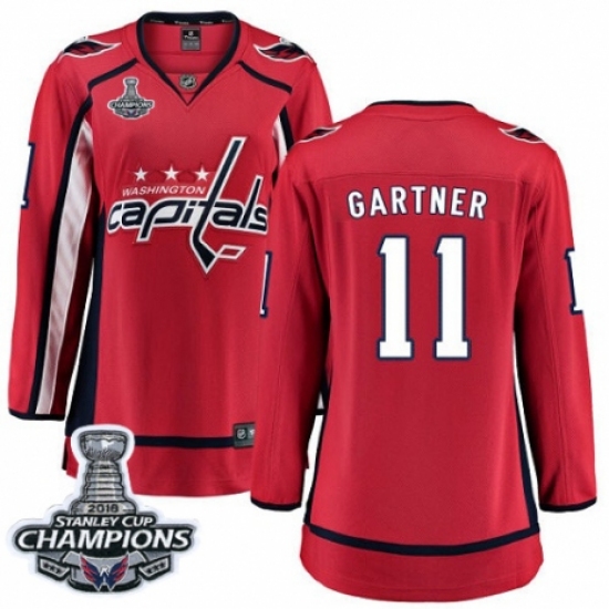 Women's Washington Capitals #11 Mike Gartner Fanatics Branded Red Home Breakaway 2018 Stanley Cup Final Champions NHL Jersey - Ujersey