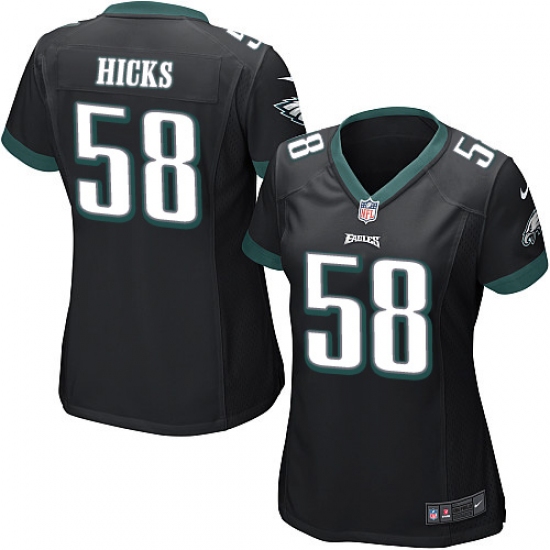 Women's Nike Philadelphia Eagles #58 Jordan Hicks Game Black Alternate NFL Jersey