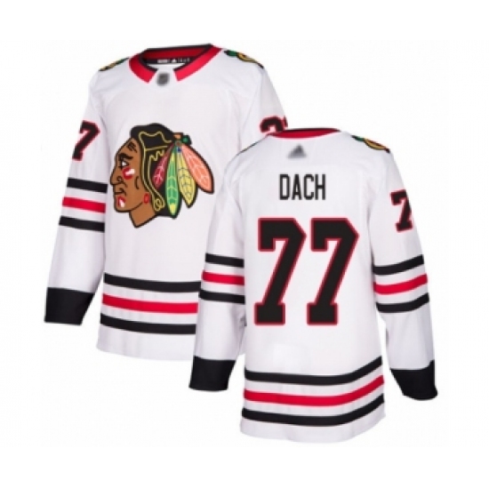 Men's Chicago Blackhawks #77 Kirby Dach Authentic White Away Hockey Jersey - Ujersey