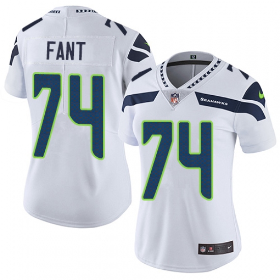 Women's Nike Seattle Seahawks #74 George Fant White Vapor Untouchable Limited Player NFL Jersey - Ujersey