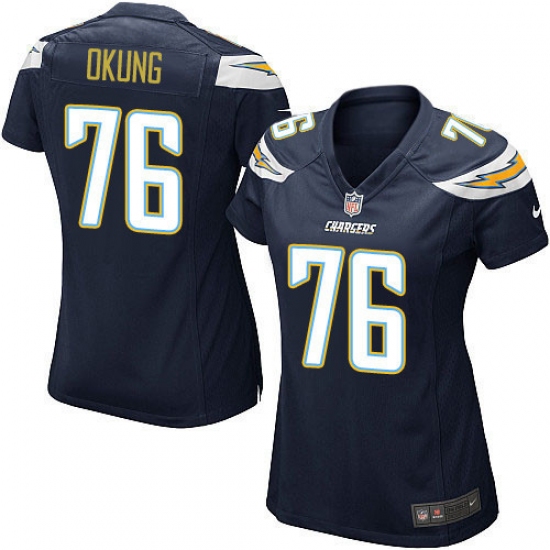 Women's Nike Los Angeles Chargers #76 Russell Okung Game Navy Blue Team Color NFL Jersey - Ujersey