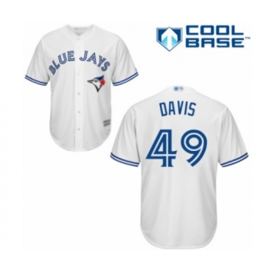 Youth Toronto Blue Jays #49 Jonathan Davis Authentic White Home Baseball Player Jersey - Ujersey