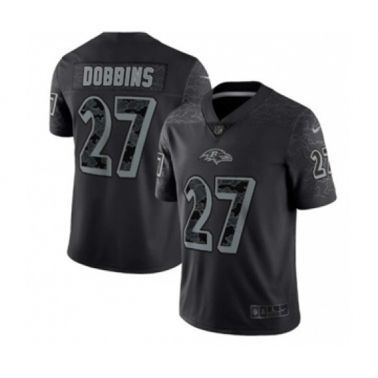 Men's Baltimore Ravens #27 J.K. Dobbins Black Reflective Limited Stitched Football Jersey - Ujersey