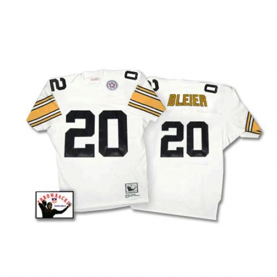 Mitchell and Ness Pittsburgh Steelers #20 Rocky Bleier White Authentic NFL Jersey - Ujersey