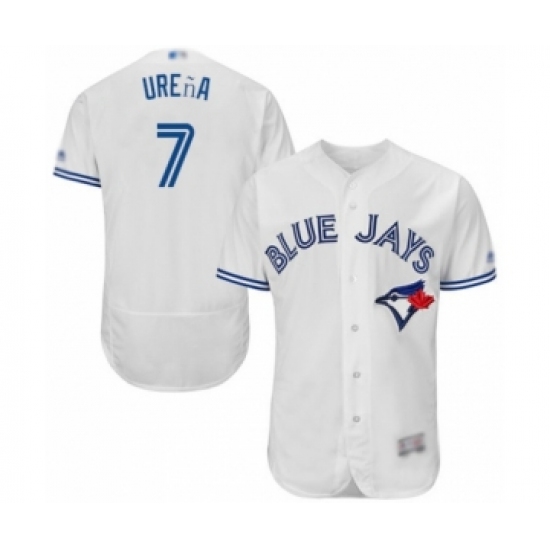 Men's Toronto Blue Jays #7 Richard Urena White Home Flex Base Authentic Collection Baseball Player Jersey - Ujersey