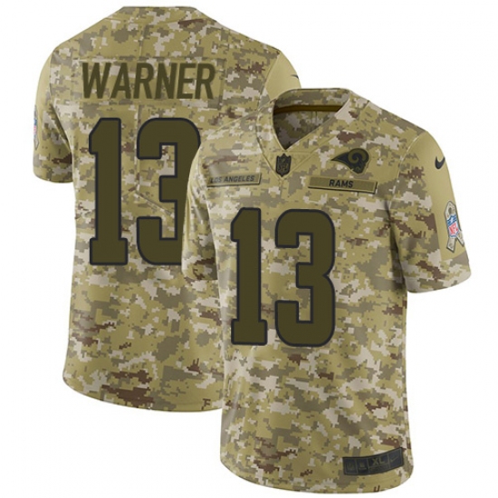 Youth Nike Los Angeles Rams #13 Kurt Warner Limited Camo 2018 Salute to Service NFL Jersey - Ujersey
