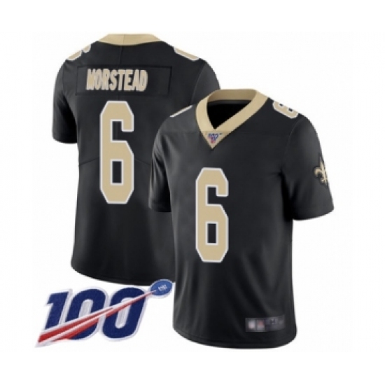 Men's New Orleans Saints #6 Thomas Morstead Black Team Color Vapor Untouchable Limited Player 100th Season Football Jersey - Ujersey