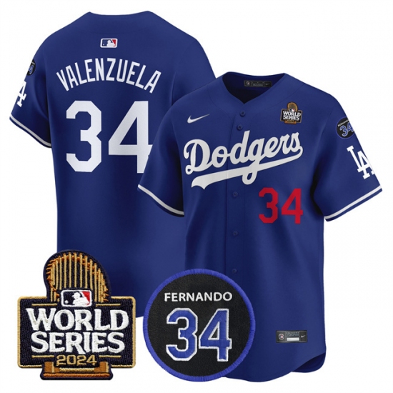 Men's Los Angeles Dodgers #34 Toro Valenzuela Royal 2024 World Series With Fernando Memorial Limited Stitched Baseball Jersey - Ujersey