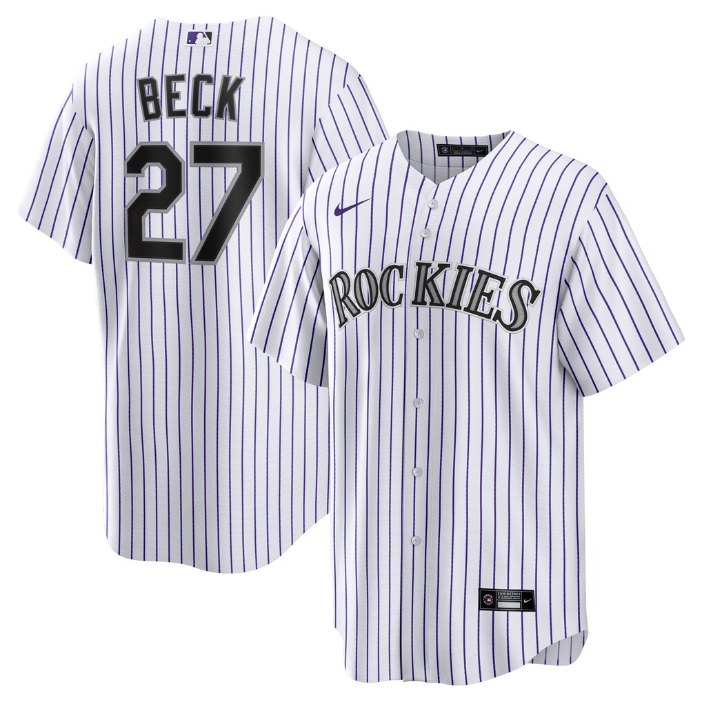 Men's Colorado Rockies Jordan Beck Nike White Home Replica Jersey - Ujersey