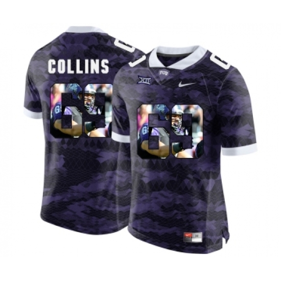 TCU Horned Frogs 69 Aviante Collins Purple With Portrait Print College Football Limited Jersey - Ujersey