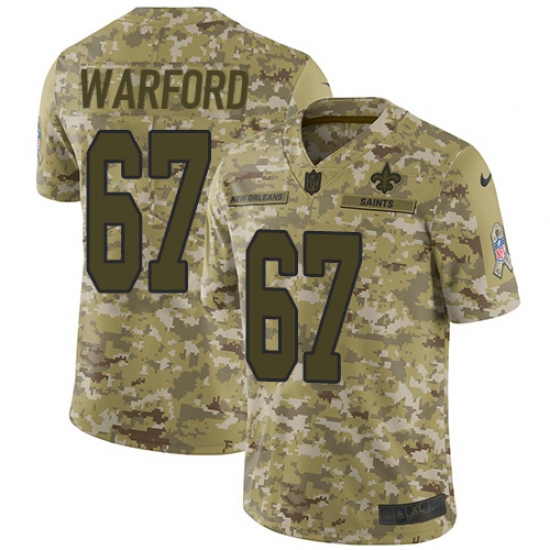 Men's Nike New Orleans Saints #67 Larry Warford Limited Camo 2018 Salute to Service NFL Jersey - Ujersey