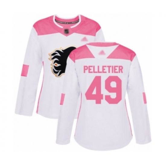 Women's Calgary Flames #49 Jakob Pelletier Authentic White Pink Fashion Hockey Jersey - Ujersey