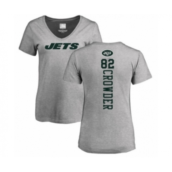 Football Women's New York Jets #82 Jamison Crowder Ash Backer T-Shirt - Ujersey