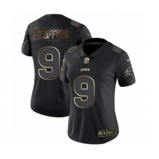 Women's Detroit Lions #9 Matthew Stafford Black Gold Vapor Untouchable Limited Football Jersey - Ujersey