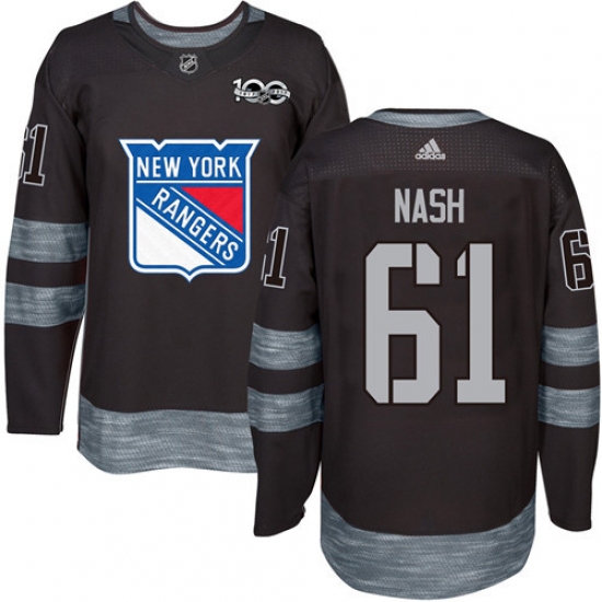 Men's Adidas New York Rangers #61 Rick Nash Authentic Black 1917-2017 100th Anniversary NHL Jersey - Ujersey