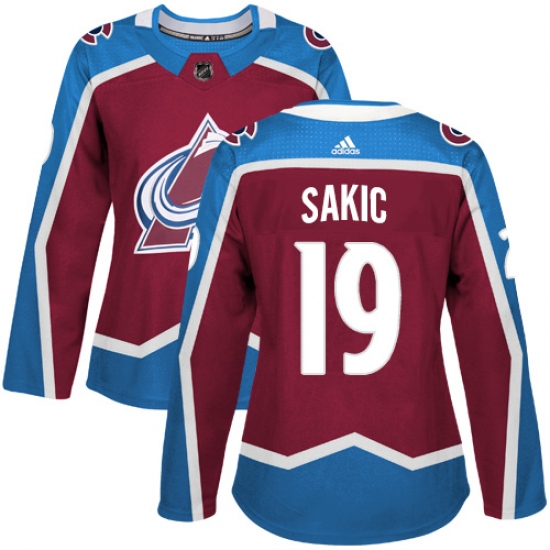 Women's Adidas Colorado Avalanche #19 Joe Sakic Authentic Burgundy Red Home NHL Jersey