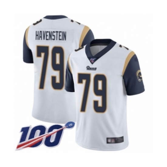 Men's Los Angeles Rams #79 Rob Havenstein White Vapor Untouchable Limited Player 100th Season Football Jersey - Ujersey