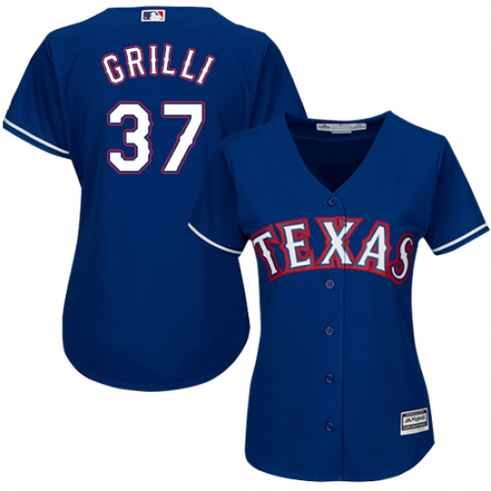 Women's Majestic Texas Rangers #37 Jason Grilli Authentic Royal Blue Alternate 2 Cool Base MLB Jersey - Ujersey