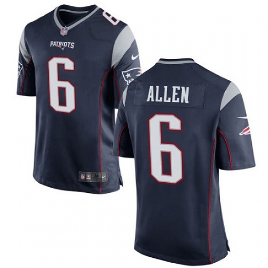 Men's Nike New England Patriots #6 Ryan Allen Game Navy Blue Team Color NFL Jersey - Ujersey