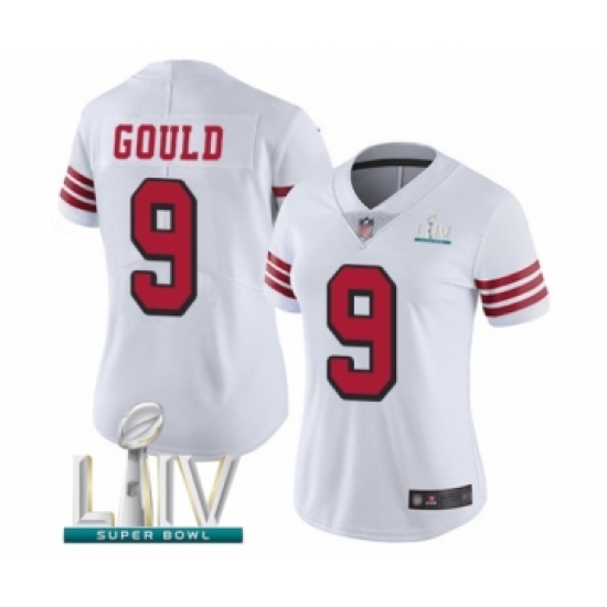 Women's San Francisco 49ers #9 Robbie Gould Limited White Rush Vapor Untouchable Super Bowl LIV Bound Football Jersey - Ujersey