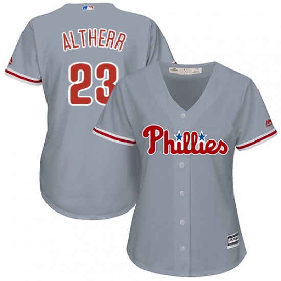 Women's Majestic Philadelphia Phillies #23 Aaron Altherr Authentic Grey Road Cool Base MLB Jersey - Ujersey
