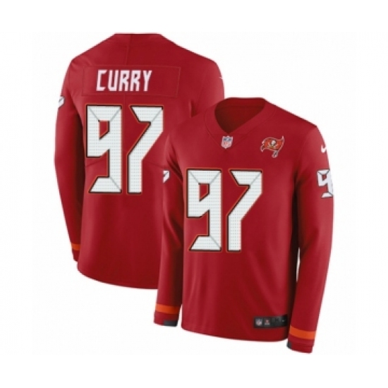 Men's Nike Tampa Bay Buccaneers #97 Vinny Curry Limited Red Therma Long Sleeve NFL Jerseyy - Ujersey
