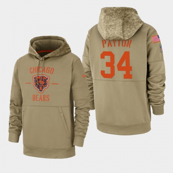 Men's Chicago Bears #34 Walter Payton 2019 Salute to Service Sideline Therma Pullover Hoodie - Tan - Ujersey