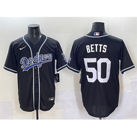 Men's Los Angeles Dodgers #50 Mookie Betts Black Fashion Stitched Baseball Jersey - Ujersey