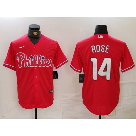 Men's Philadelphia Phillies #14 Pete Rose Red Cool Base Stitched Jersey - Ujersey